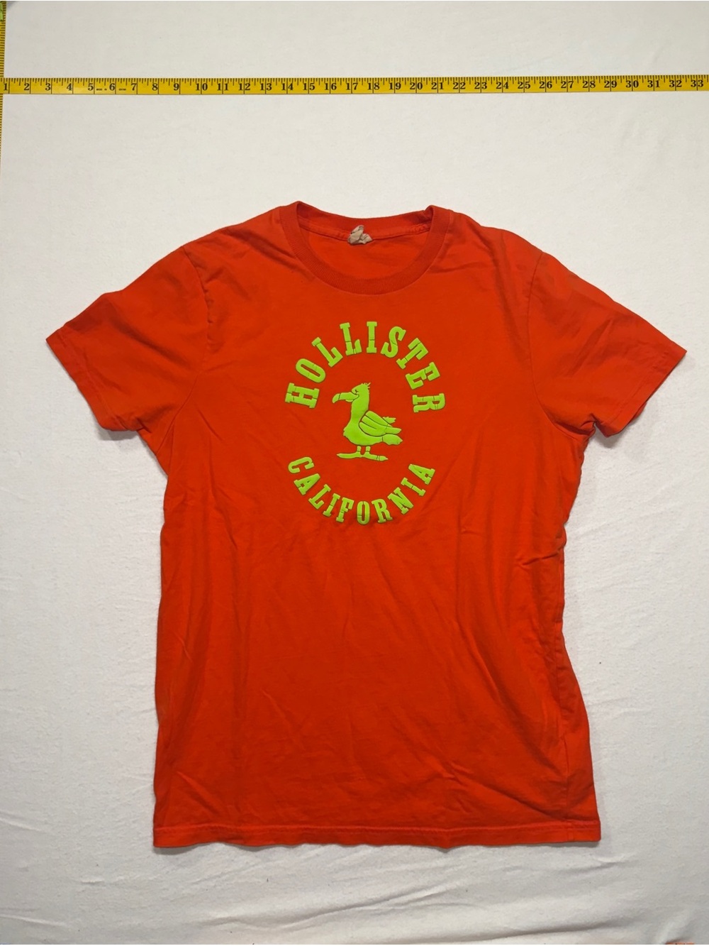 Hollister Orange Tee with Neon Green Logo